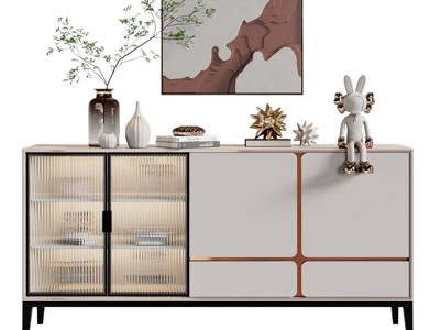 现代餐边柜、摆件组合