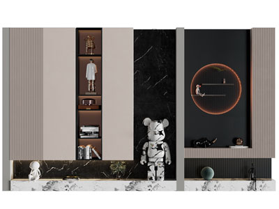 现代玄关背景墙3d模型 现代玄关背景墙