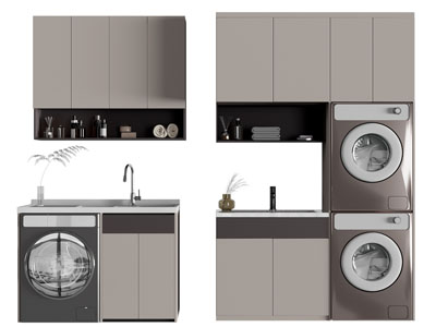 现代阳台洗衣机收纳柜