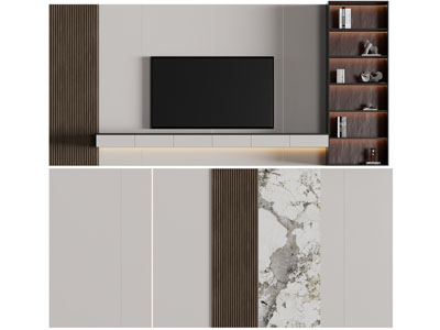 现代电视背景墙3d模型 现代电视背景墙