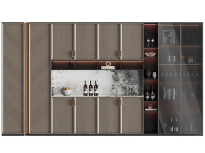 新中式酒柜3d模型 新中式酒柜