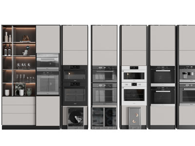 现代收纳厨房电器的高柜、橱柜