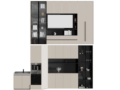 现代装饰柜、酒柜3d模型 现代装饰柜、酒柜