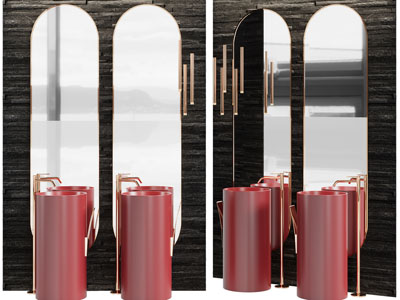 现代轻奢洗手台、镜子