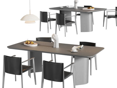 现代长方形餐桌椅组合