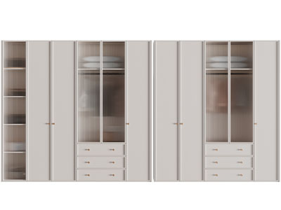 现代玻璃柜门的衣柜3d模型 现代玻璃柜门的衣柜