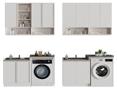 现代阳台洗衣机收纳柜