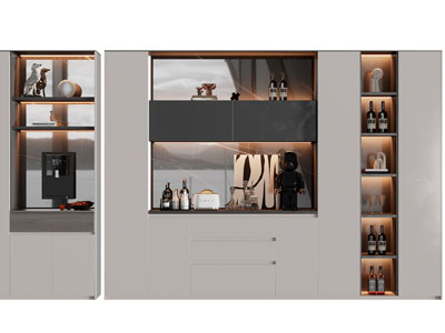 现代酒柜3d模型 现代酒柜