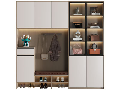 现代带卡座的鞋柜
