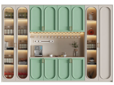 法式酒柜3d模型 法式酒柜