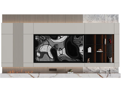 现代电视背景墙3d模型 现代电视背景墙