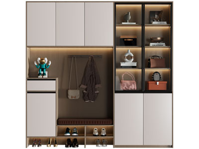 现代实木卡座鞋柜