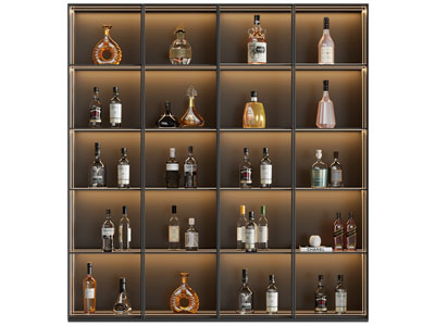 现代洋酒展示柜、酒柜3d模型 现代洋酒展示柜、酒柜