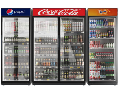 现代玻璃柜门的冷饮柜、冰箱