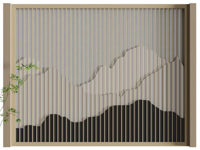 新中式背景墙3d模型 新中式背景墙