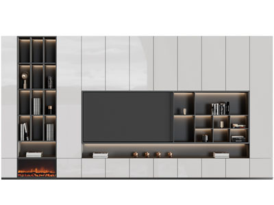 现代电视背景墙3d模型 现代电视背景墙