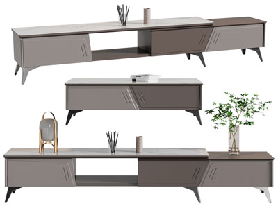 现代电视柜、摆件