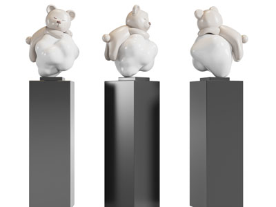 现代小熊雕塑雕刻摆件组合