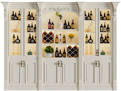 简欧酒柜3d模型 简欧酒柜