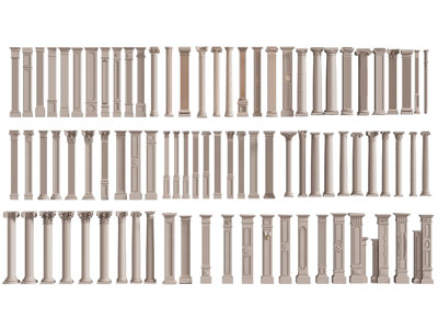 现代方形、圆形雕花罗马柱子3d模型 现代方形、圆形雕花罗马柱子