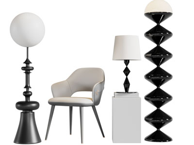 现代休闲椅子、落地灯、台灯