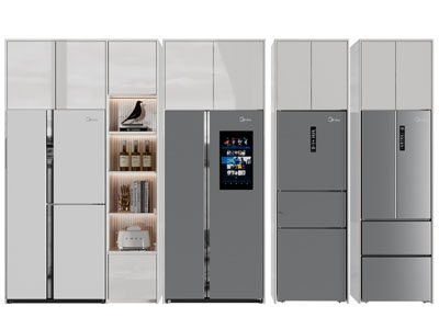 现代嵌入冰箱的高柜