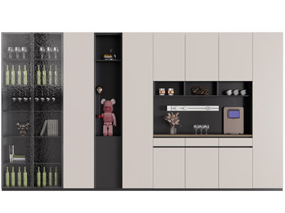 现代加宽酒柜3d模型 现代加宽酒柜