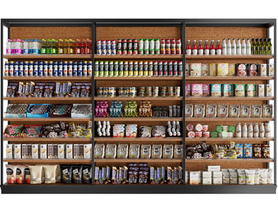 现代饮料零食货架、展柜3d模型 现代饮料零食货架、展柜