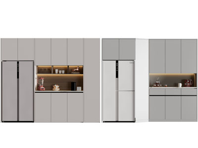 现代嵌入冰箱的酒柜3d模型 现代嵌入冰箱的酒柜