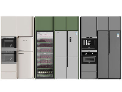现代冰箱酒柜收纳柜