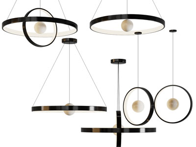现代黑色圆环吊灯