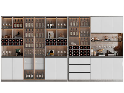 现代玻璃柜门的酒柜3d模型 现代玻璃柜门的酒柜