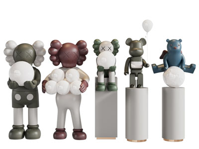 现代kwas公仔雕塑雕刻摆件组合