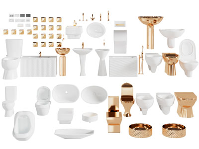 现代轻奢陶瓷马桶、洗手台