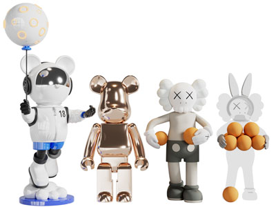 现代暴力熊、kwas公仔雕塑摆件组合