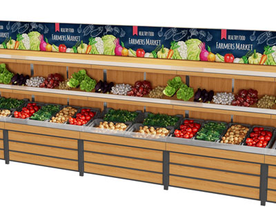 现代便利店生鲜蔬菜货架、展柜3d模型 现代便利店生鲜蔬菜货架、展柜