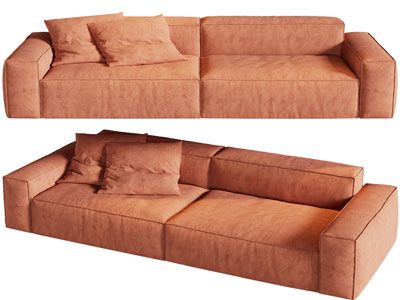 现代布艺双人沙发3d模型 现代布艺双人沙发