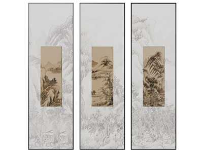 新中式装饰挂画3d模型 新中式装饰挂画