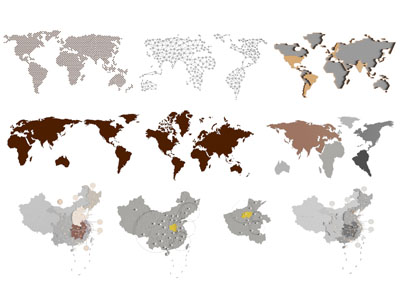 现代世界地图、墙饰