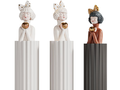 现代拿着苹果的小女孩雕塑雕刻3d模型 现代拿着苹果的小女孩雕塑雕刻