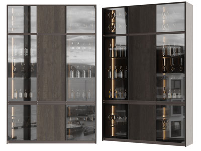 现代玻璃柜门的酒柜3d模型 现代玻璃柜门的酒柜