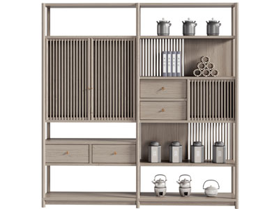 新中式实木对称装饰柜