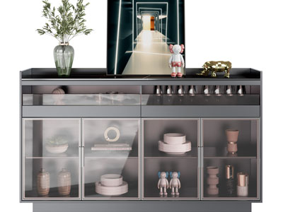 现代玻璃柜门的餐边柜