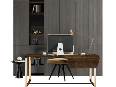 现代书桌椅、书柜组合