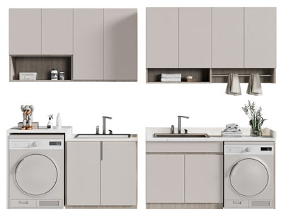 现代阳台洗衣机收纳柜