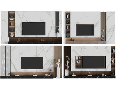 现代电视背景墙3d模型 现代电视背景墙
