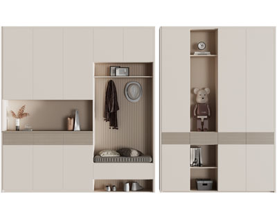 现代实木鞋柜、衣柜