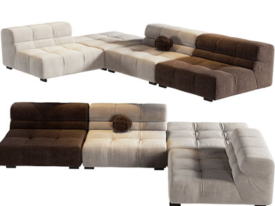 现代布艺转角多人沙发
