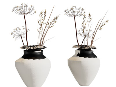 现代陶艺花瓶花卉摆件组合