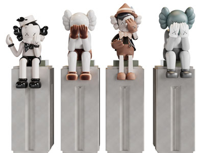 现代kwas公仔雕塑雕刻摆件组合3d模型 现代kwas公仔雕塑雕刻摆件组合